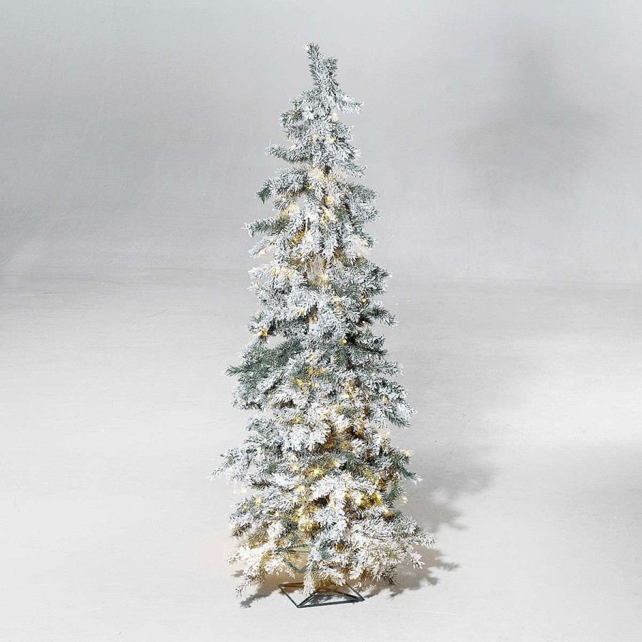 Sapin d'hiver, sapin artificiel en luvi enneigé avec lumière LED, 210 cm